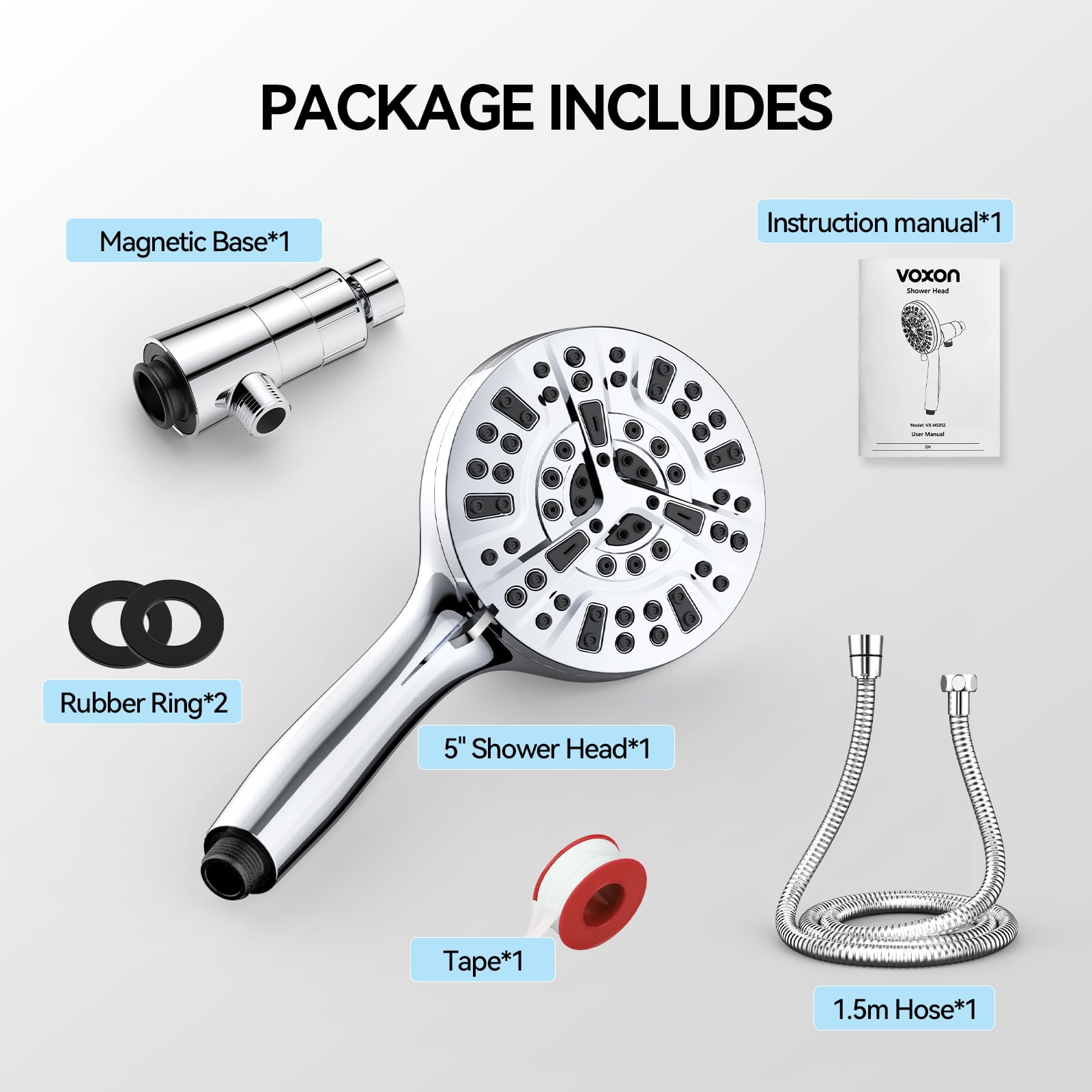 VOXON anti-clog nozzles resist mineral buildup for steady sprays.