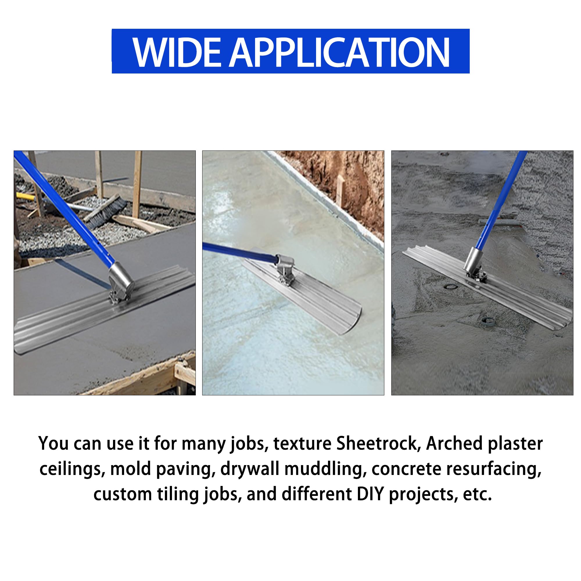 VOYAR Bull Float in use on concrete surface for fast finishing.