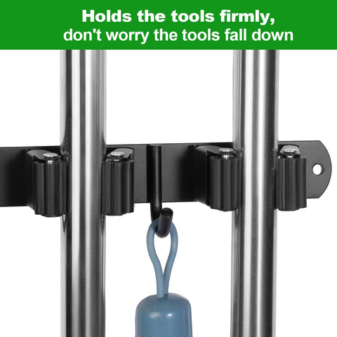 Voze easy-install broom rack simplifies organizing large and small handles.