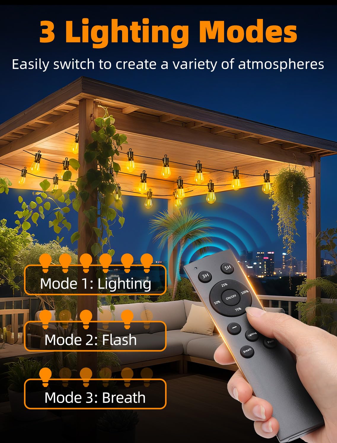 VOZUJI wind-resistant dual-hook sockets ensure a taut display on pergolas.