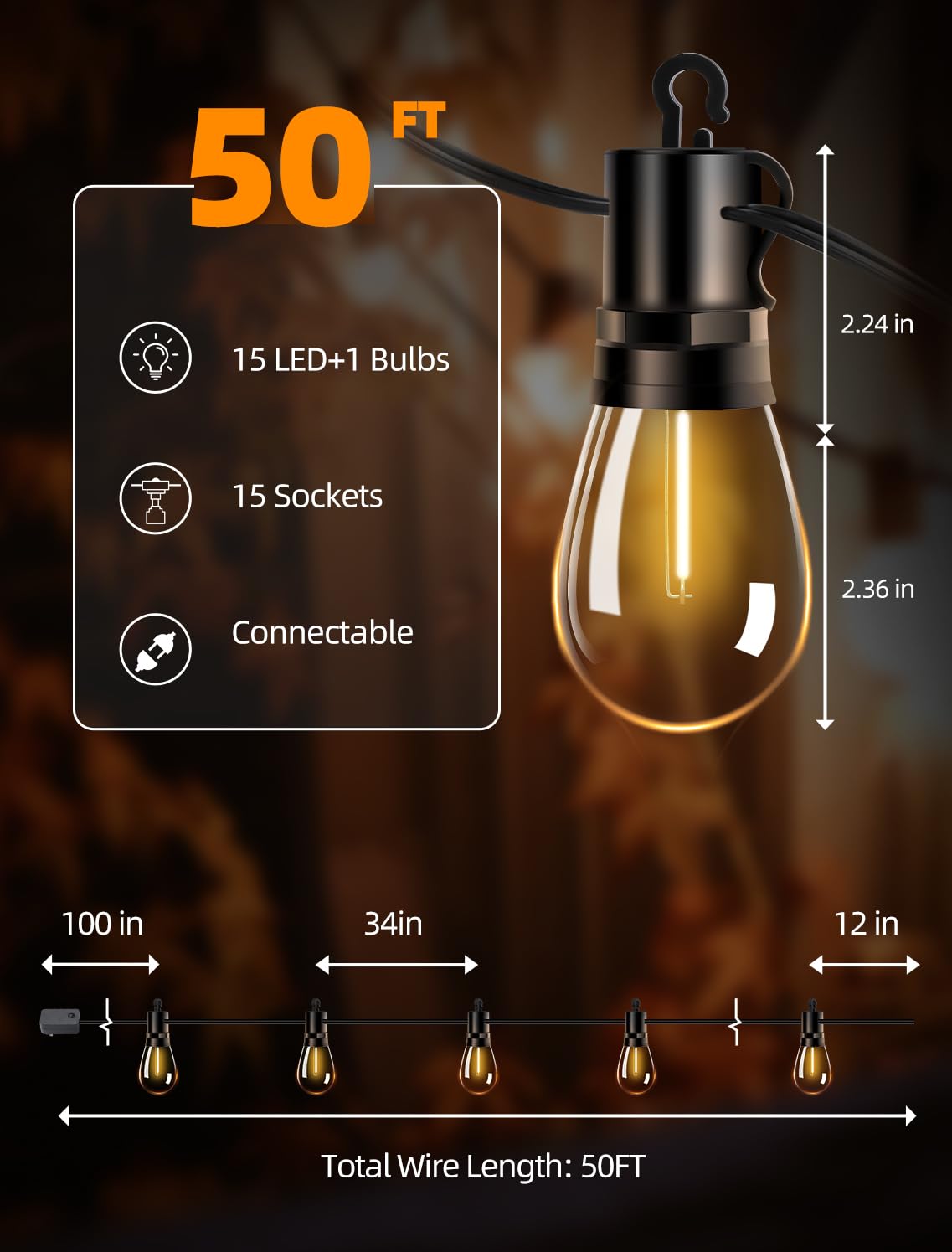 VOZUJI Remote 12-button control for on, dimming, and timers.