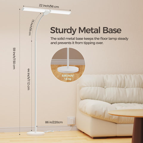 VrimNowit LED floor lamp 360-gooseneck directs light for precise reading.