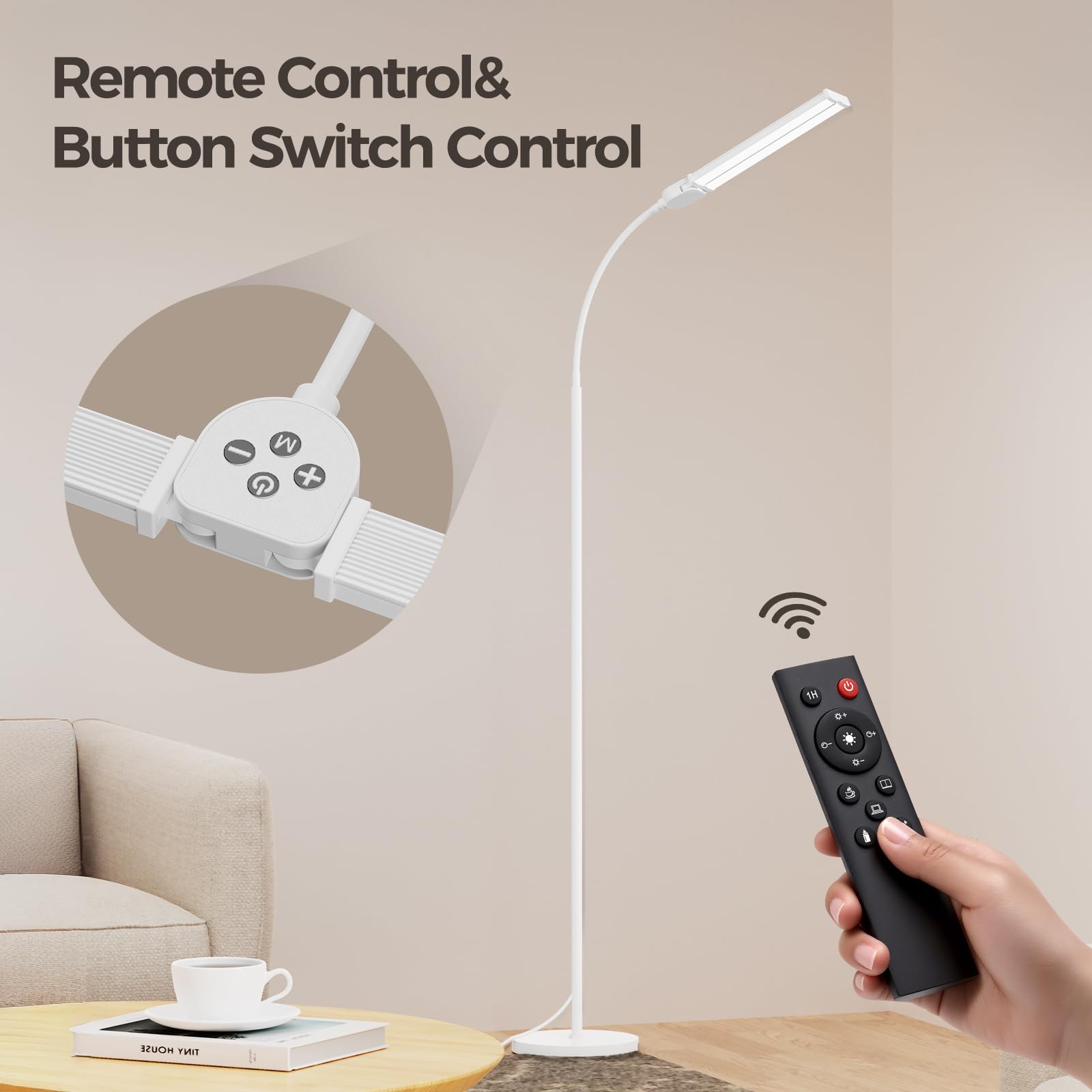 VrimNowit floor lamp with weighted base staying stable on floor.