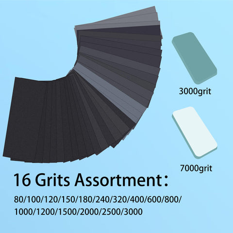 VRKET 48 sheets grit range 80 to 3000 for detailed smoothing