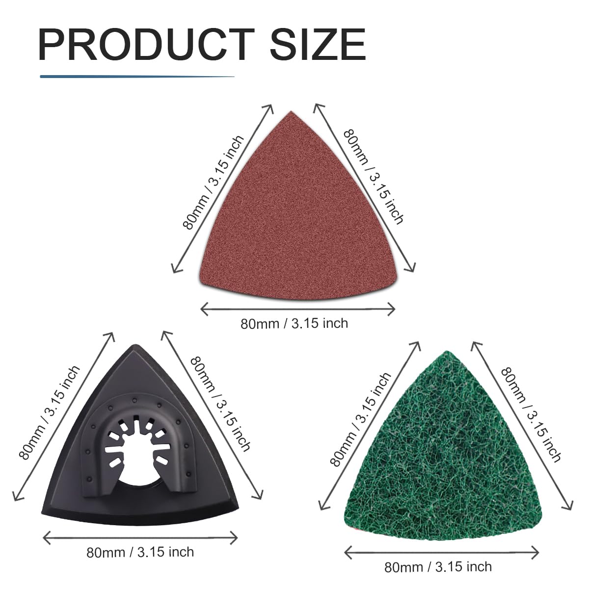 VRKET six triangular scrubbing pads designed for cleaning and deburring on various surfaces