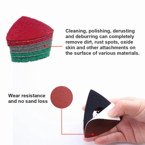VRKET two triangular sanding pads ready for quick tool attachment and smooth sanding