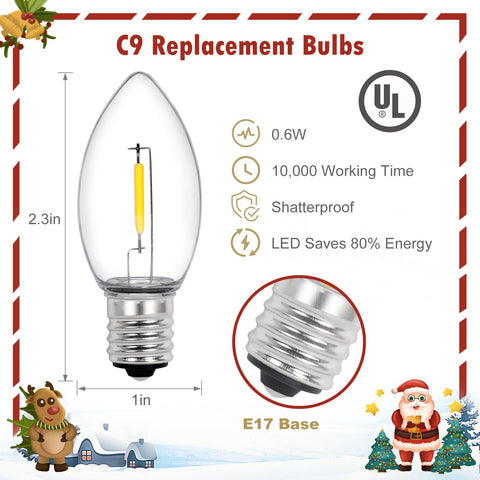 Vruxuri C9 LED bulbs dimmable for adjustable brightness