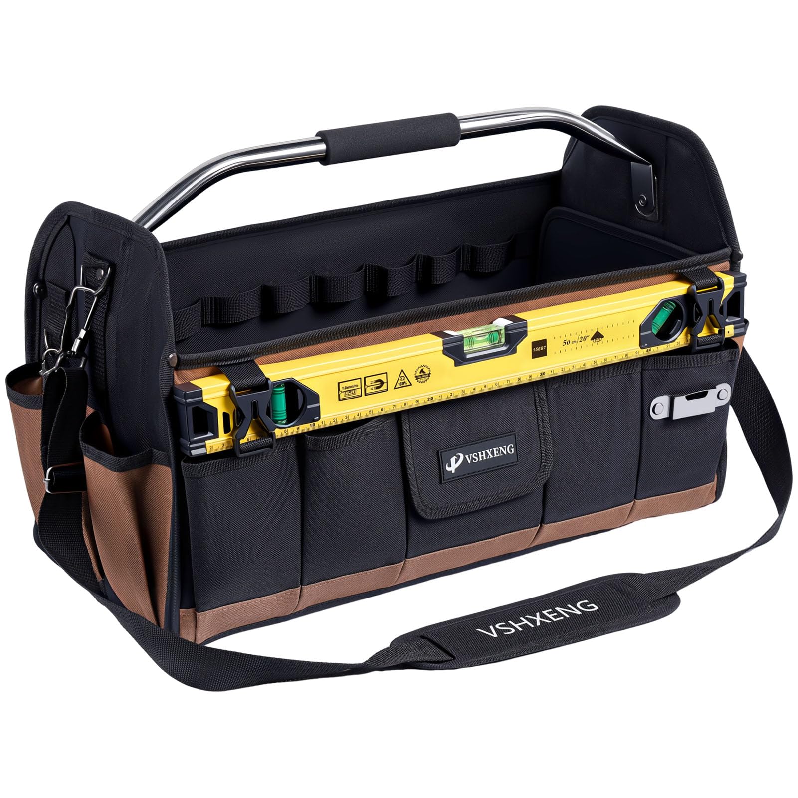 VSHXENG 22-inch tool bag open-top design for quick tool access on site.