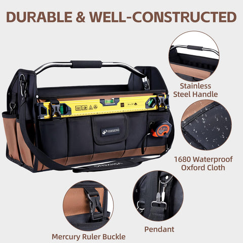 Durable construction of VSHXENG tool bag protects tools during transport.