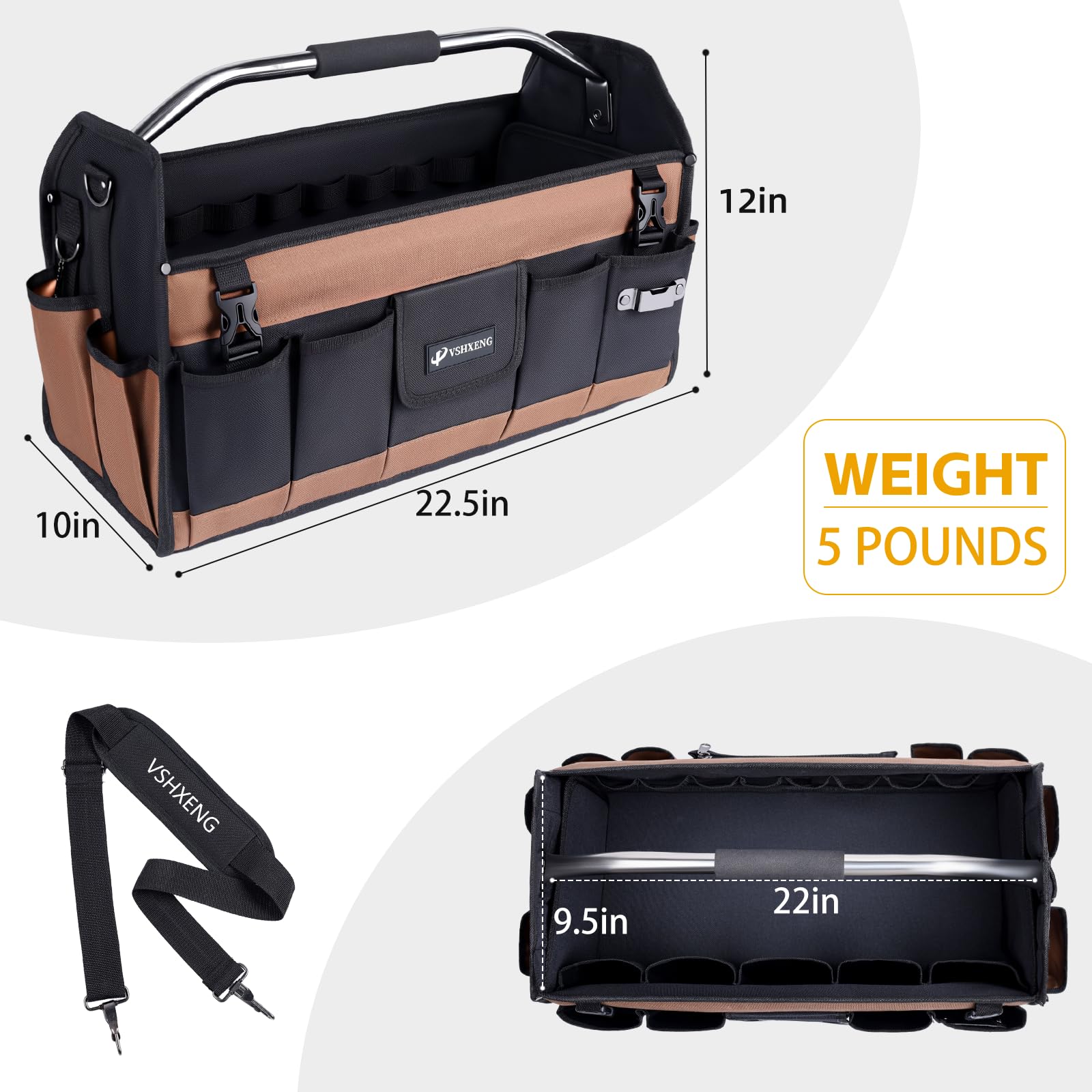 Multiple exterior pockets keep frequently used tools within reach.