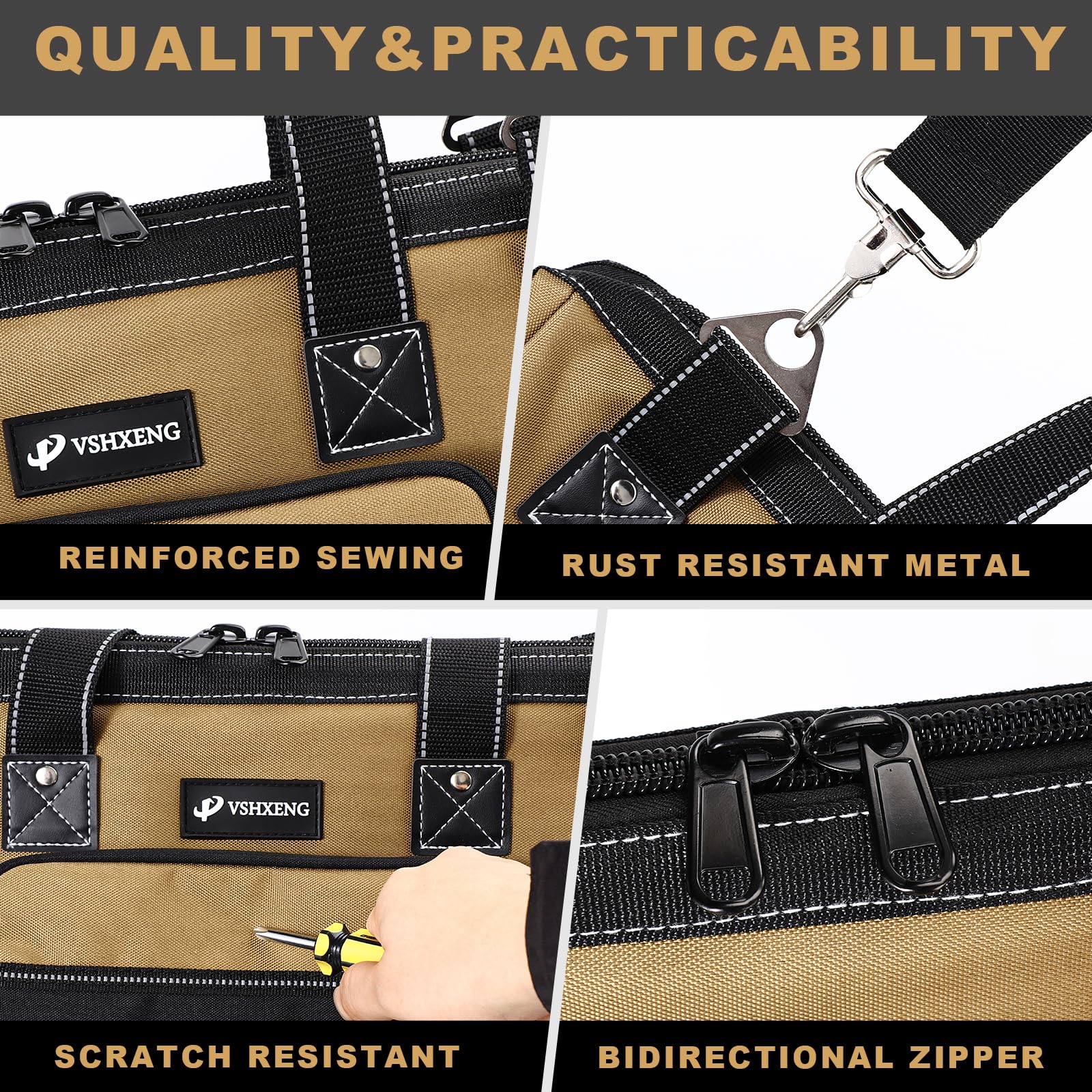 VSHXENG durable oxford fabric withstands rugged trades and DIY use