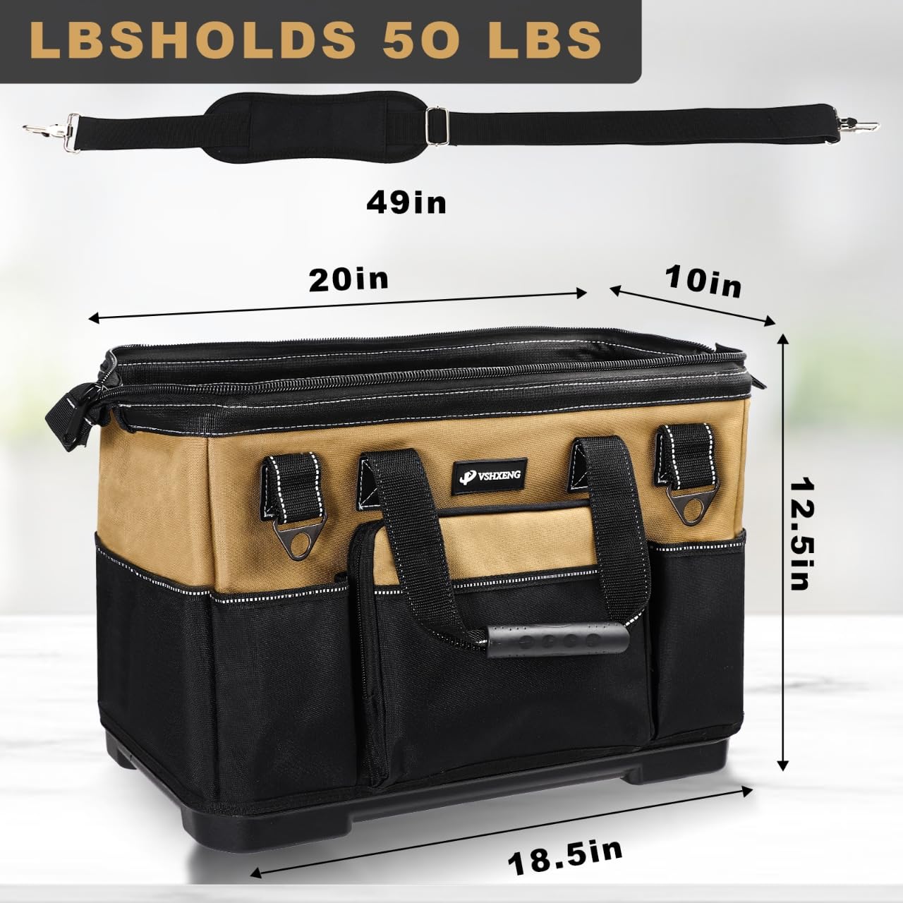 VSHXENG tool bag pocket layout highlights 16 compartments for gear