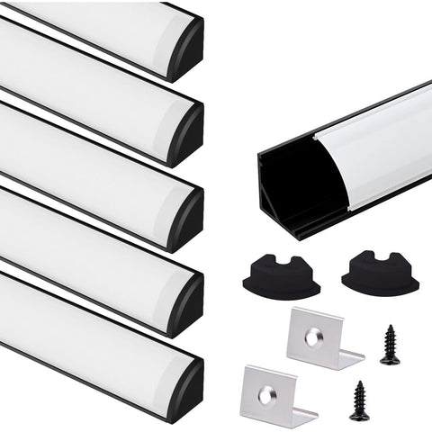 VST 6Pack black LED channel with milky white cover for clean, discreet lighting.