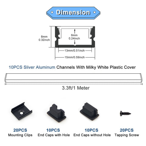 VST LED channel endcaps with hole for secure terminations