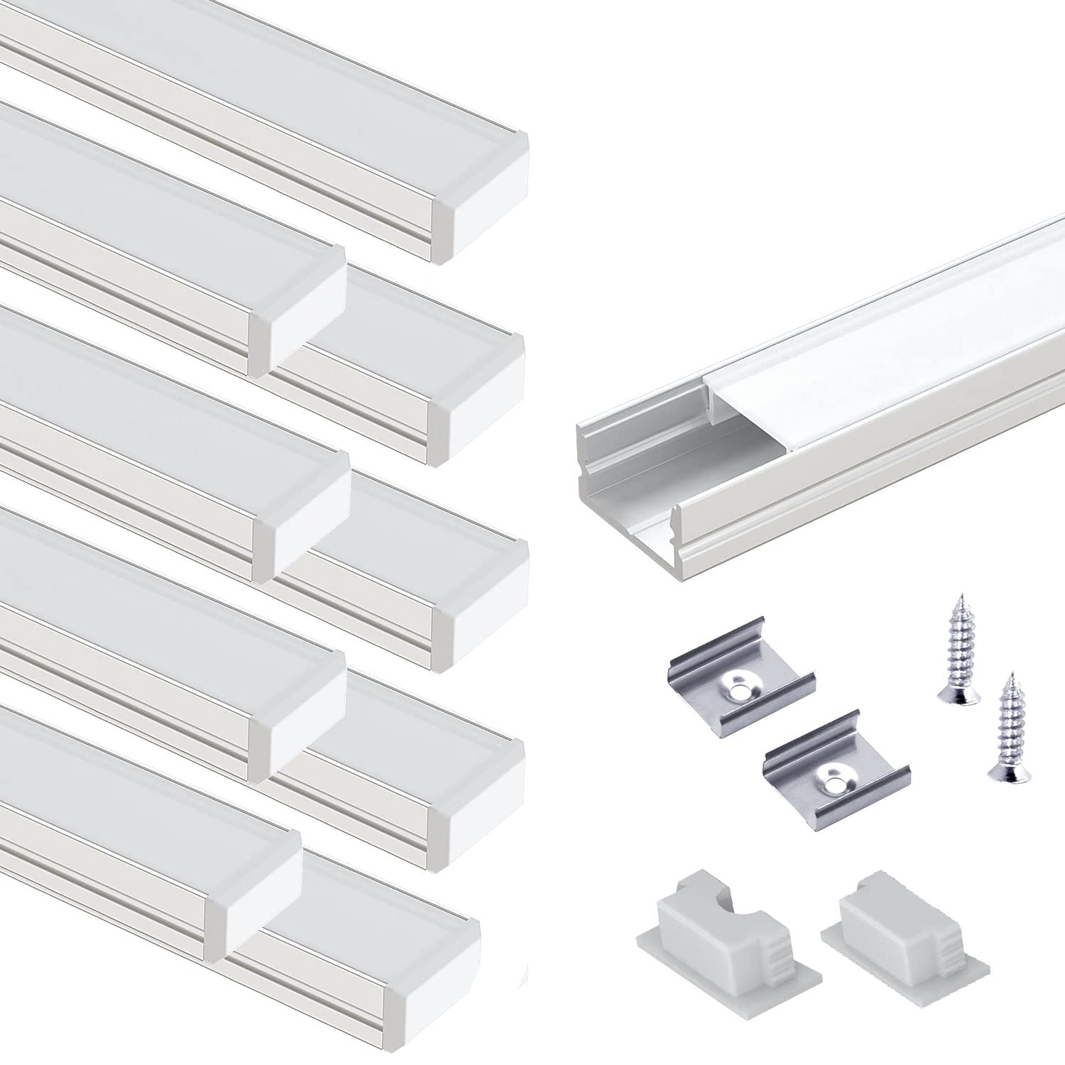VST LED channel with milky cover provides even, soft lighting for cabinets
