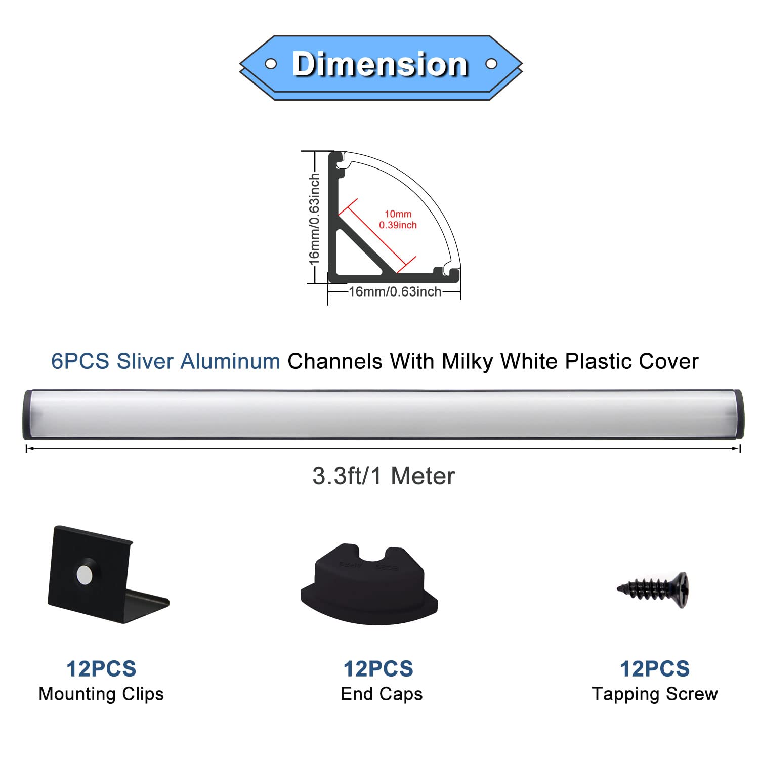 VST diffuser snaps into the channel for even light diffusion.