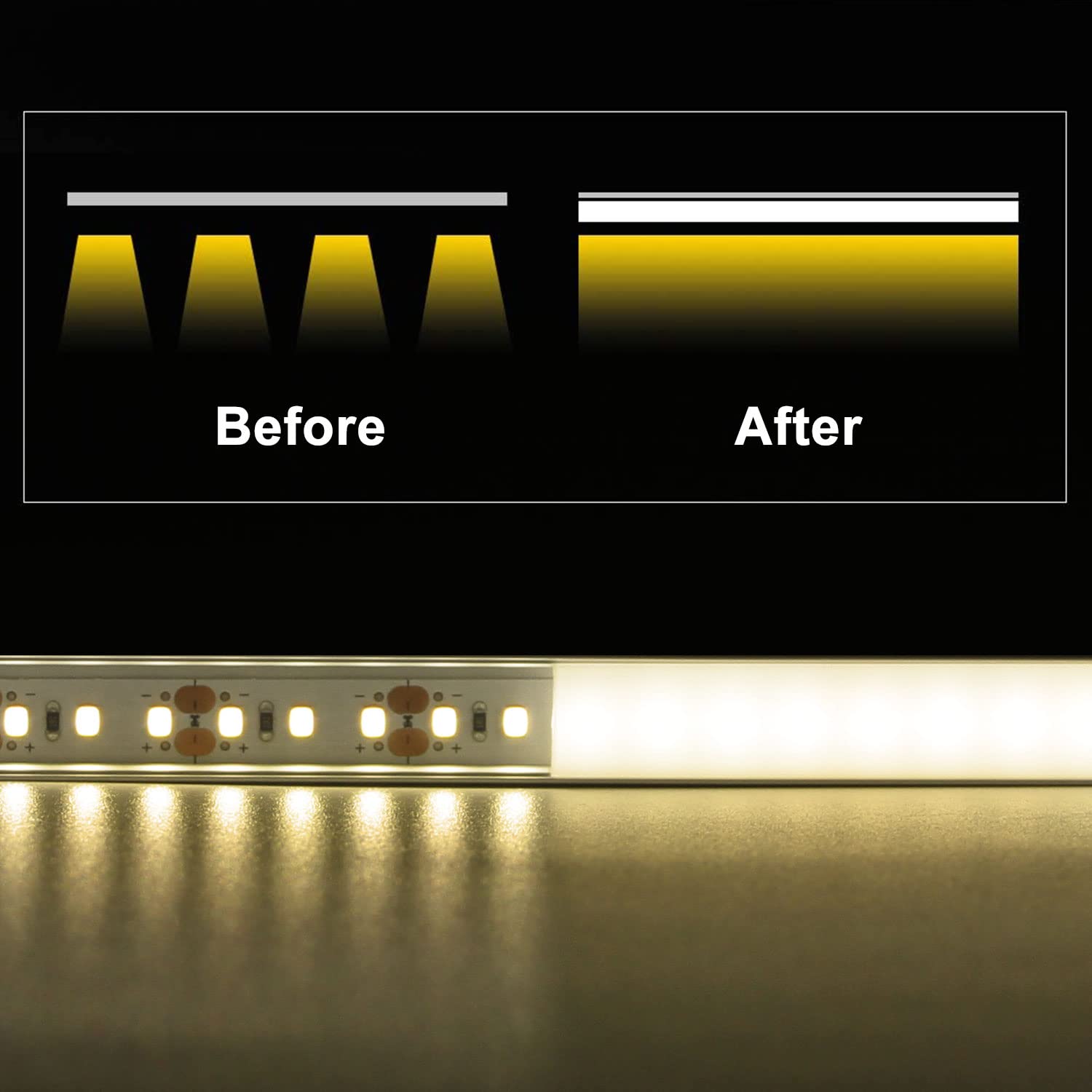 VST LED channel under-cabinet setup demonstrates versatile kitchen lighting