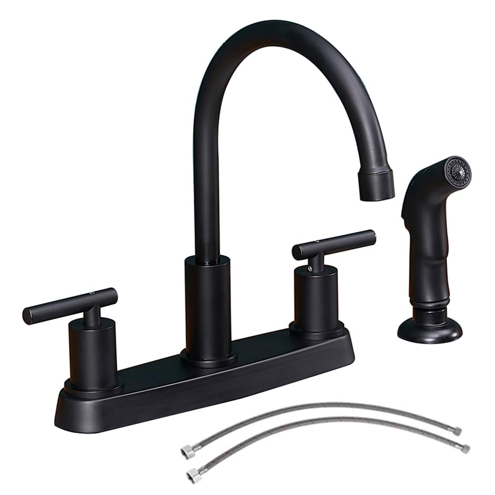 Vsunhoo matte black kitchen faucet with 360-degree swivel for flexible food prep