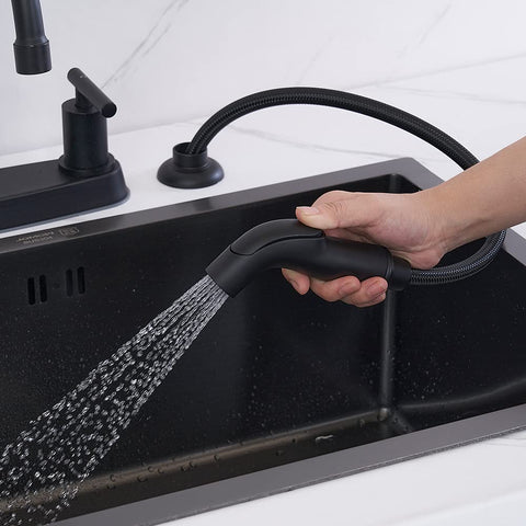 Vsunhoo matte black kitchen faucet with side sprayer for easy rinsing