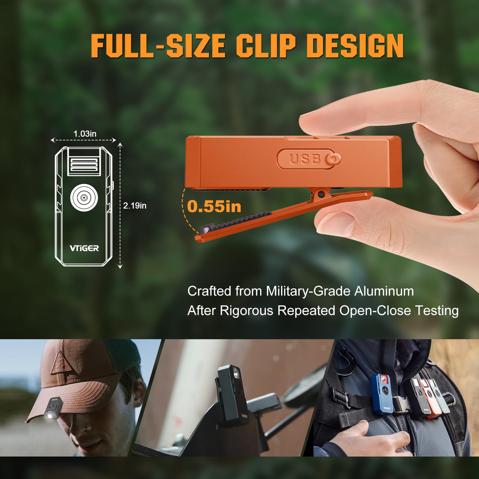 VTIGER C1 LumiCube recharges through USB-C for easy top-ups.