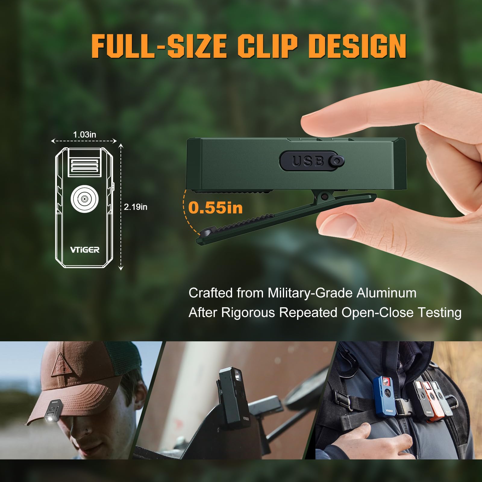 VTIGER C1 USB-C charging and long runtime indicators