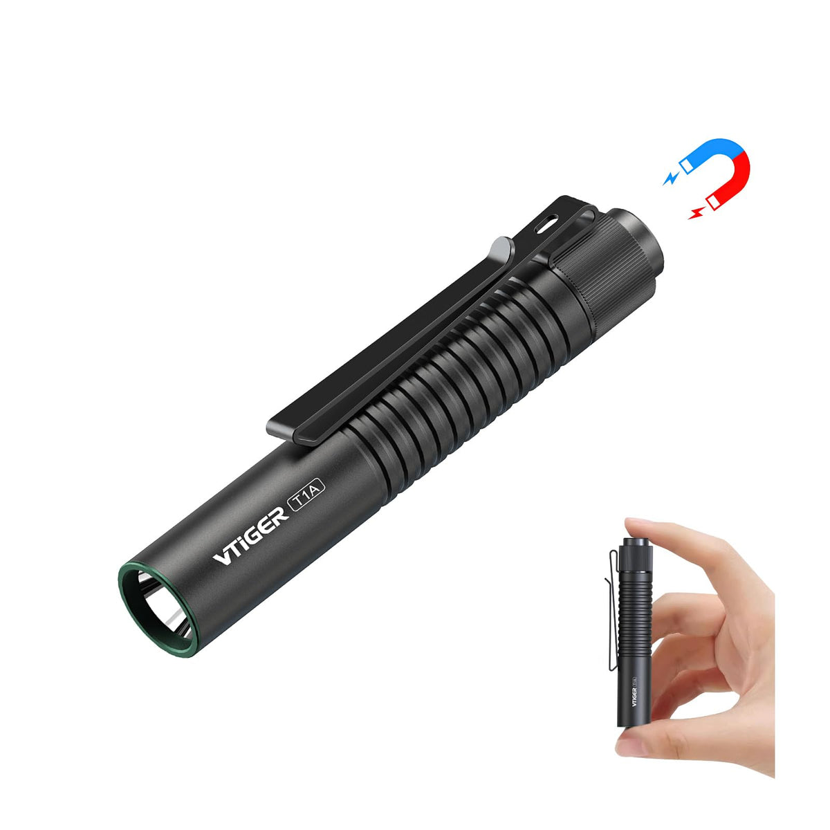 VTIGER T1A mini pocket flashlight beam delivering 1300 lumens for outdoor visibility