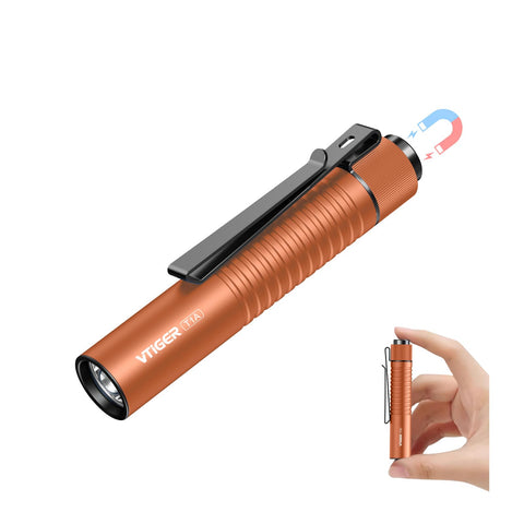 VTIGER T1A compact flashlight clipped to hat for hands-free outdoor lighting