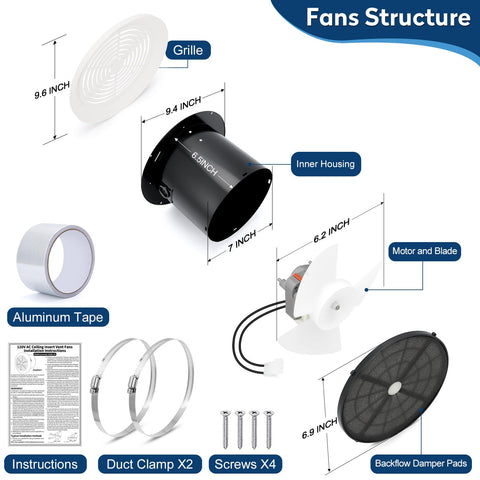 VTNPQ V2262-50 dual-ball-bearing-motor for durable, steady exhaust in busy bathrooms
