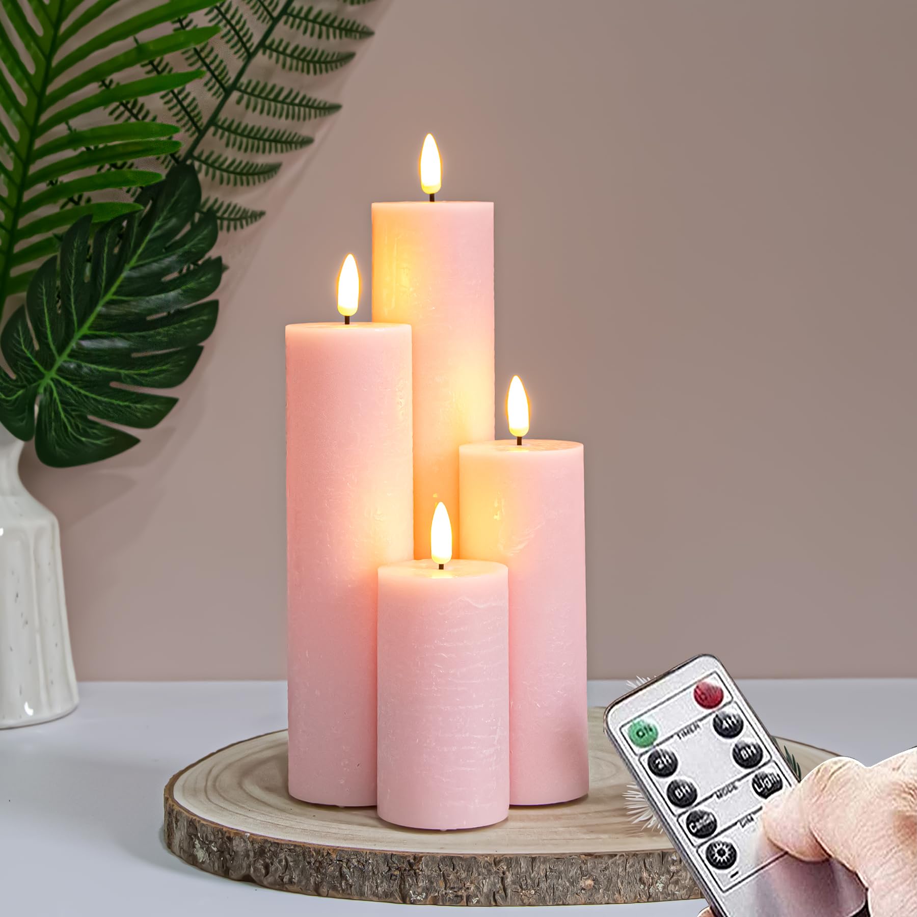 Vtobay flickering flameless pillar candles set of four adds warm ambiance to any room