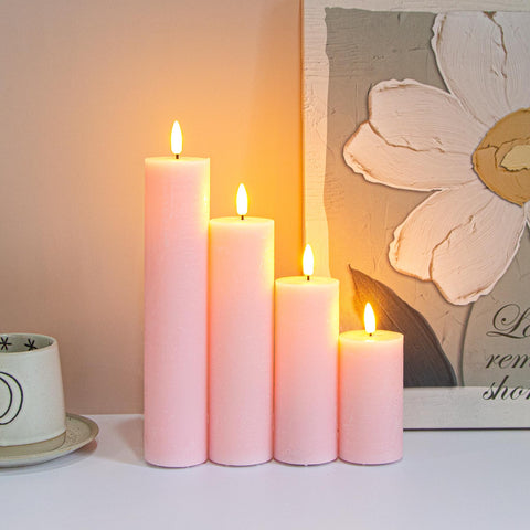 Vtobay pink pack of four battery-operated LED candles for romantic lighting
