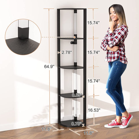 VTRIN corner shelf remote control allows quick lighting adjustments for mood.