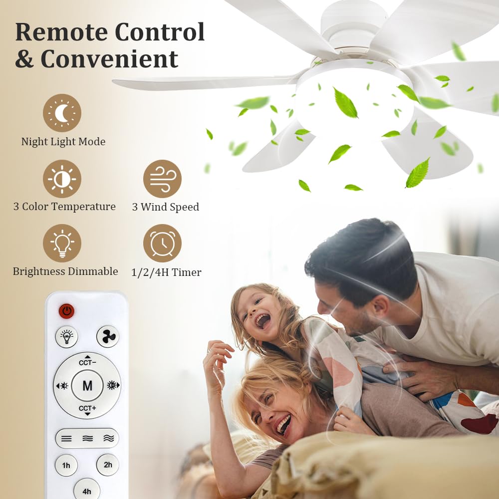 VTYXCTIGJ compact 20.5-inch ceiling fan with light for small spaces.