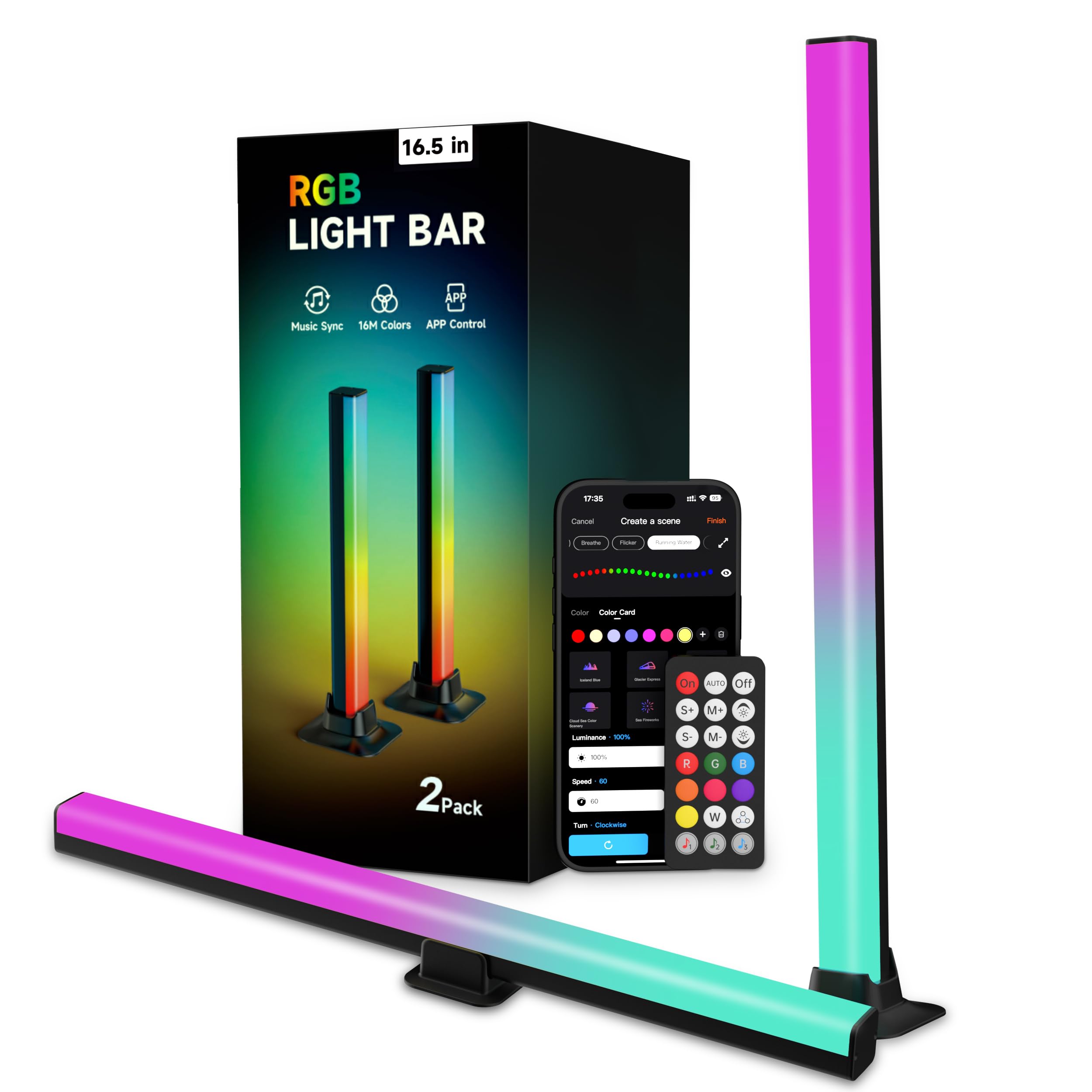 VUQ light bars backlight behind the TV for immersive ambience.