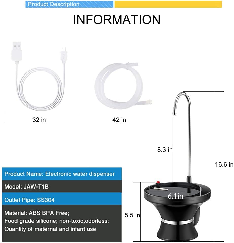 VUIYA USB rechargeable battery powers effortless water dispensing anytime.