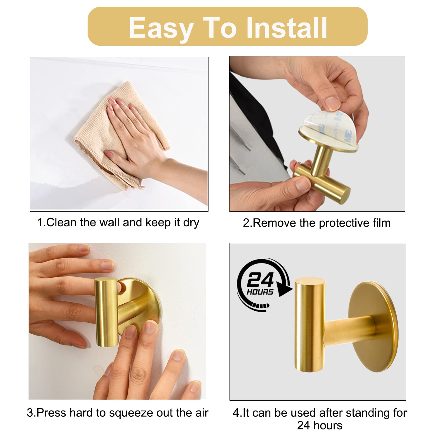 Vuzvuv pack of four hooks ideal for bathrooms and hotels