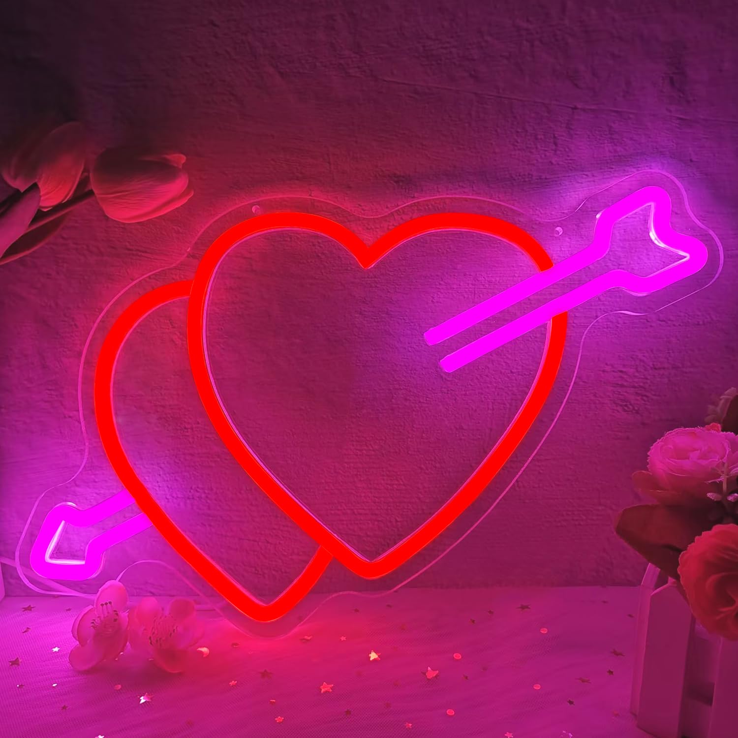 Vveikea heart neon sign with adjustable brightness for mood lighting