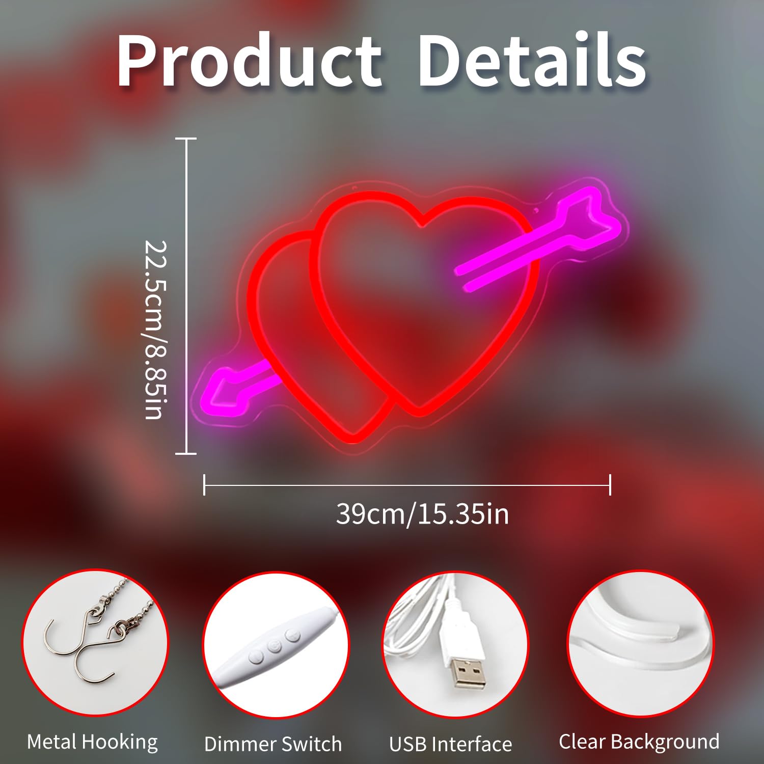 Vveikea Valentines neon heart shines through windows for festive ambiance