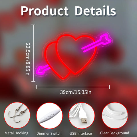 Vveikea Valentines neon heart shines through windows for festive ambiance