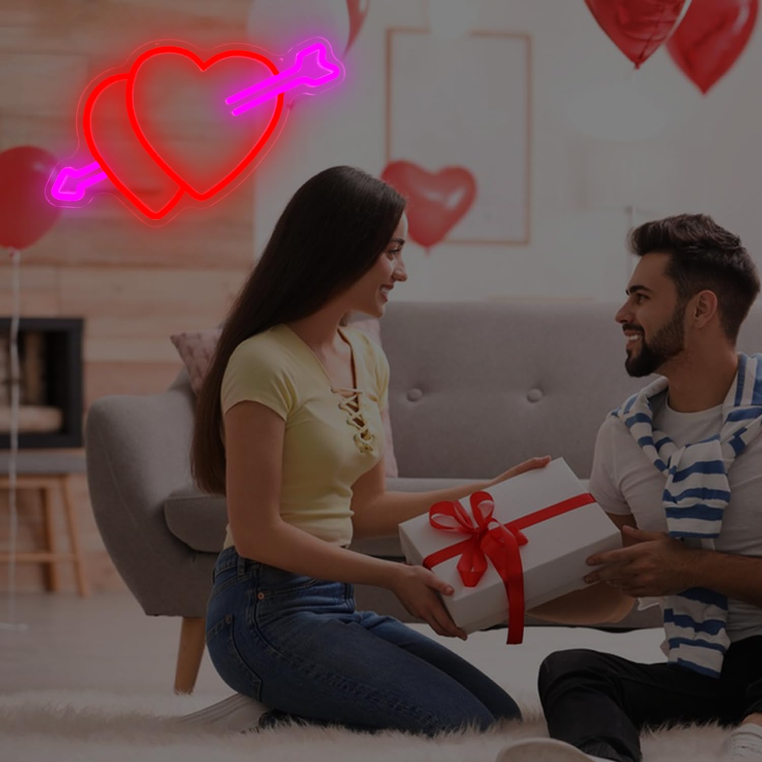 Vveikea neon heart sign doubles as table centerpiece at celebrations