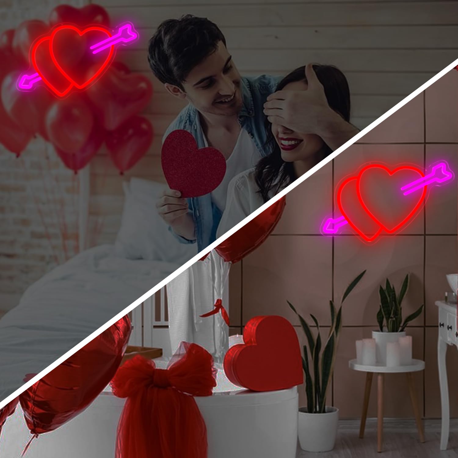 Vveikea double-heart neon for weddings and anniversaries