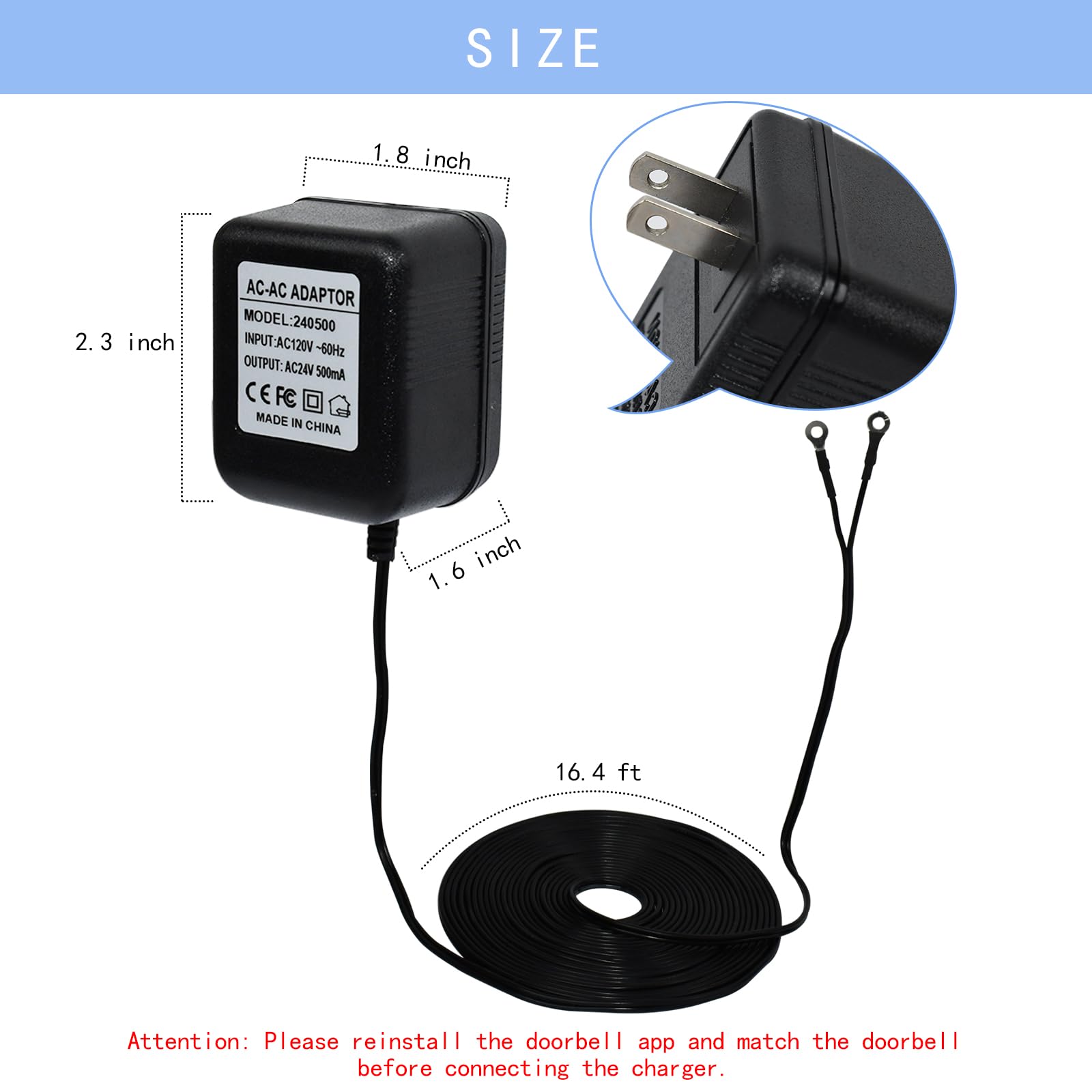 VVHOOY transformer connected to a doorbell demonstrates reliable charging.