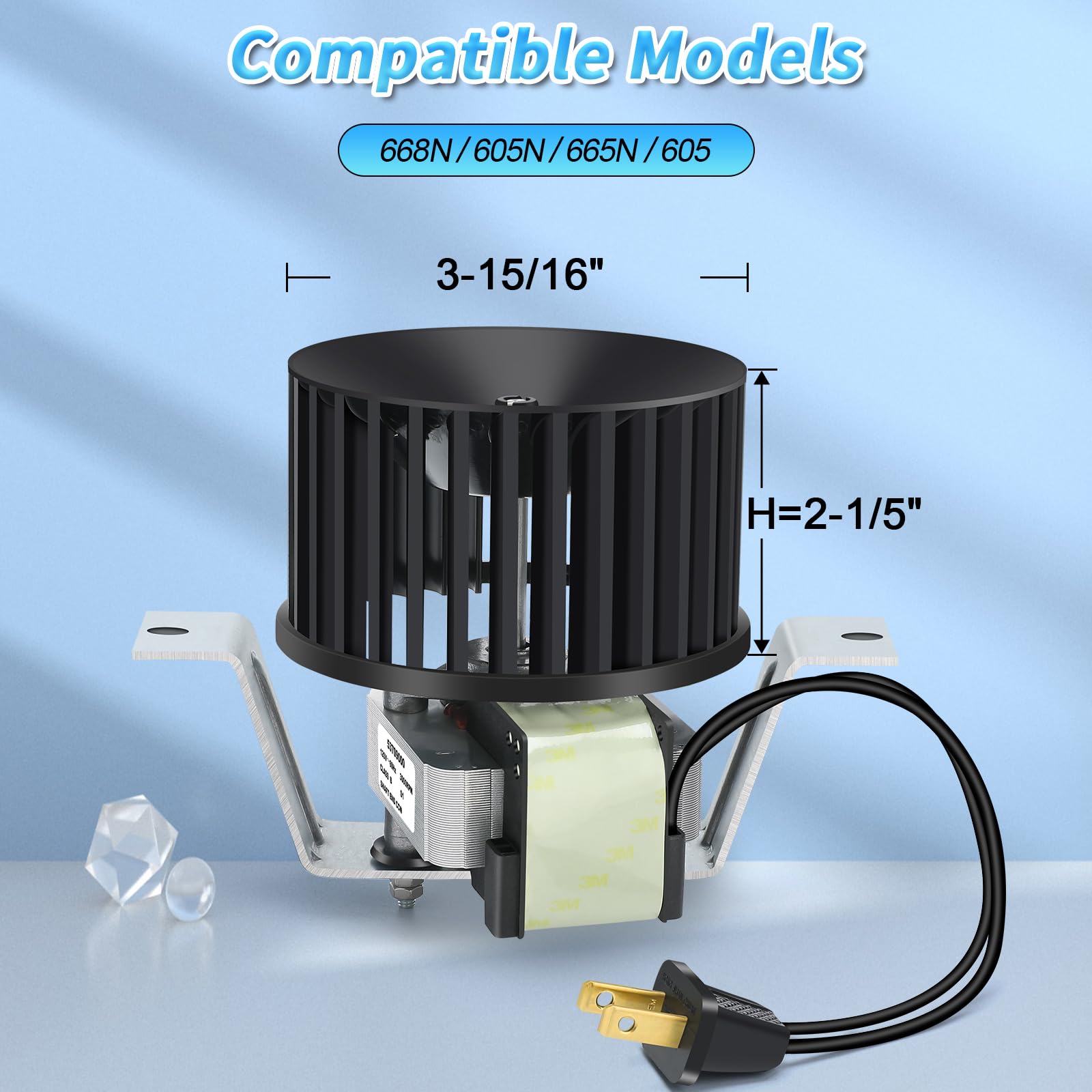 Vvoo 85598000 motor assembly side view shows compatibility with 668N and 605N.