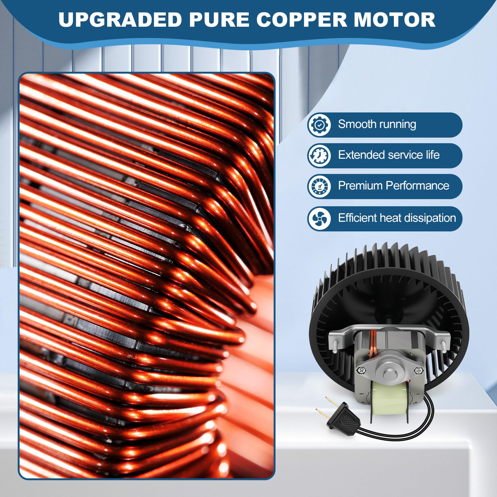 Vvoo copper motor ensures cooler operation and longer life