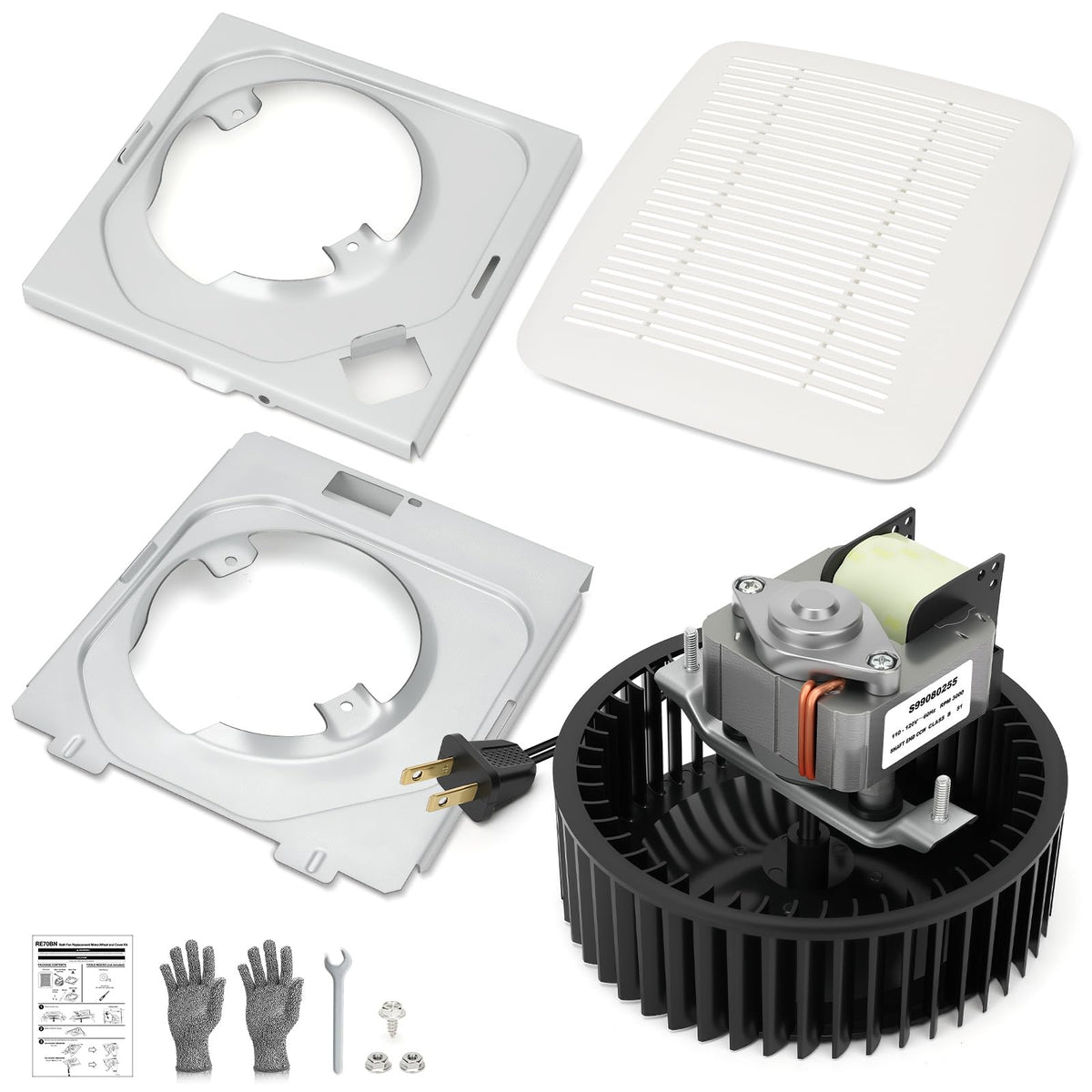 Vvoo RE70BN motor and blower assembly for quiet 70 CFM bathroom ventilation