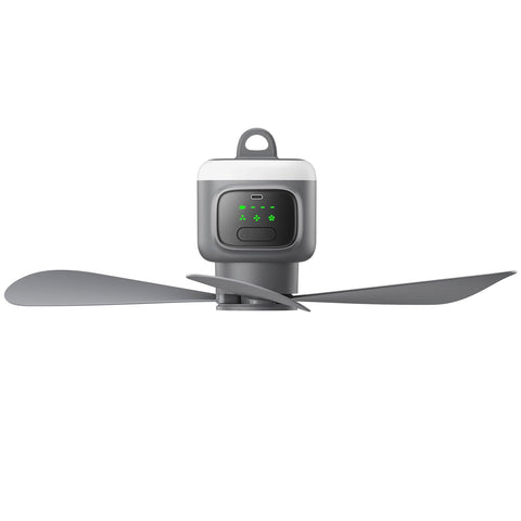 VVU&CCO battery-operated ceiling fan with light for portable outdoor cooling.