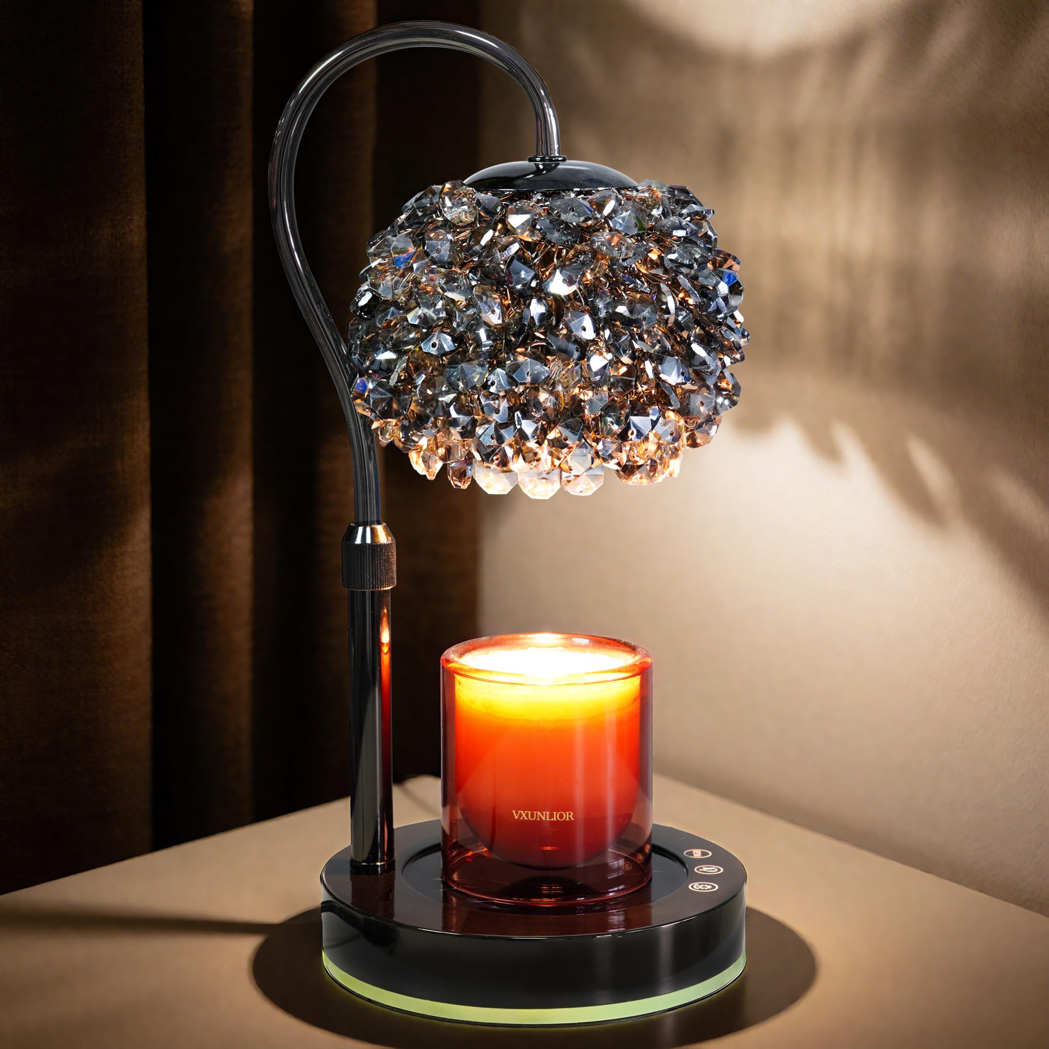 VXUNLIOR candle warmer with crystal lampshade for elegant, safe illumination.
