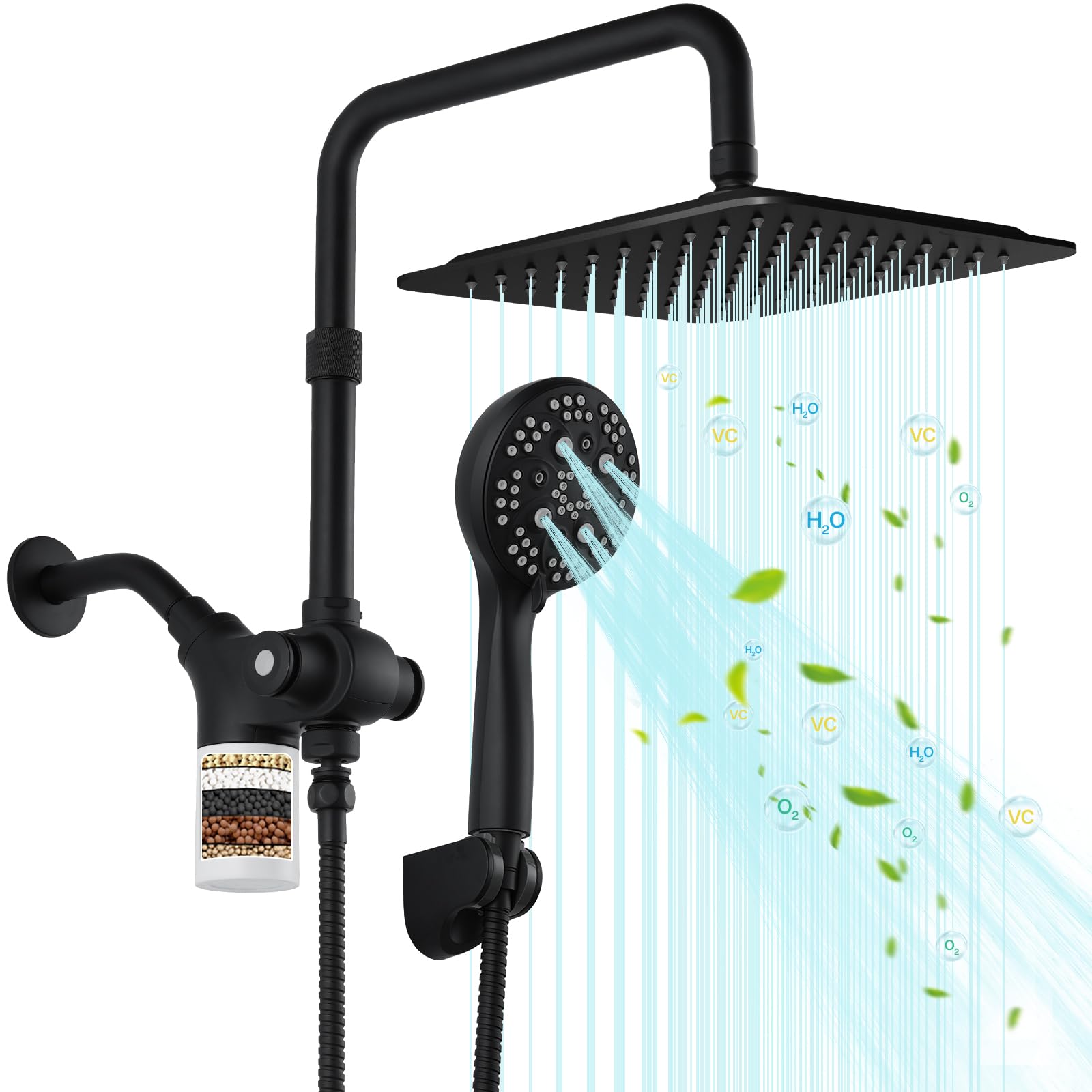 VXV 10-inch square rain head face delivering wide coverage and comfort.