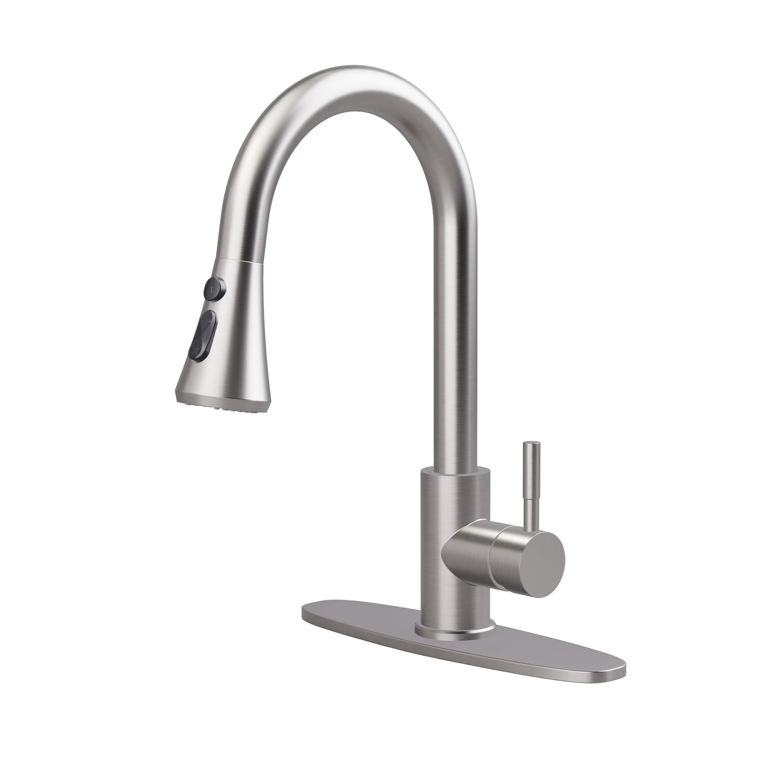 VXV kitchen faucet with brushed nickel pull-down sprayer for flexible cleaning tasks.