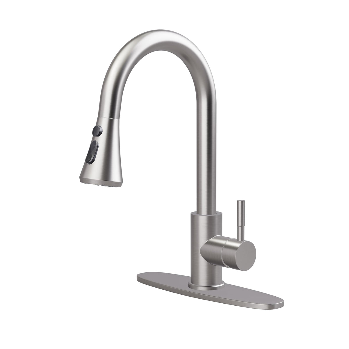 VXV kitchen faucet with brushed nickel pull-down sprayer for flexible cleaning tasks.