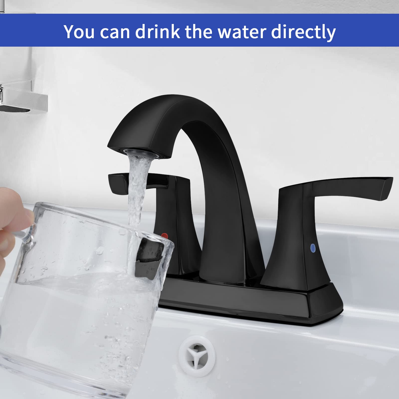 VXV matte black faucet 4-inch centerset installation layout